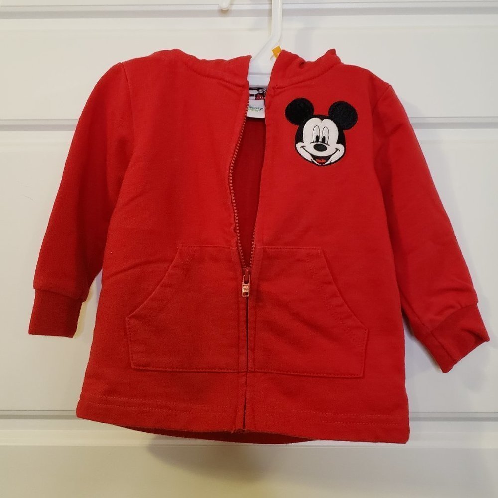 Disney Baby Embroidered Mickey Mouse Zipper Sweatshirt Hoodie - Size: 12M